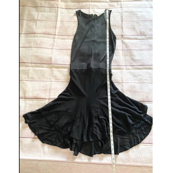 A.L.C Drop Waist Black Dress with layered ruffle hem and a mesh bodice - M - Picture 2 of 14